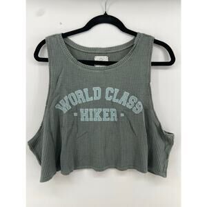 Distressed Offline by Aerie World Class Hiker Cropped Waffle Knit Tank Top